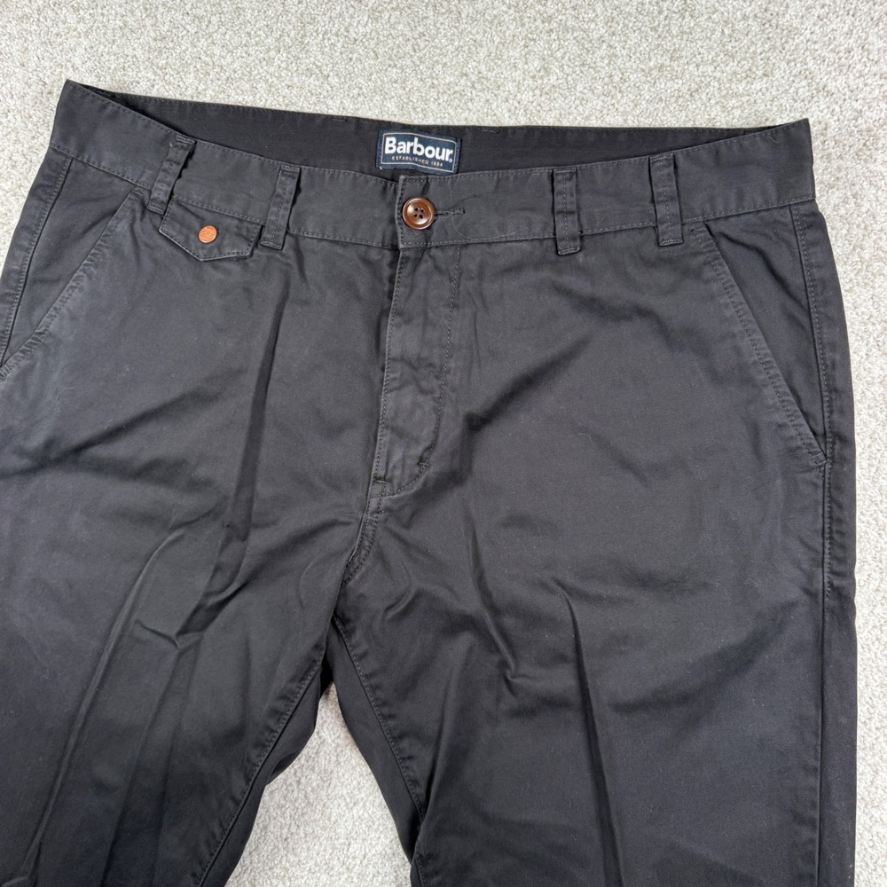 Barbour Chino Pants Mens 40x32 Black Regular Fit Cotton Twill MTR0465NY91